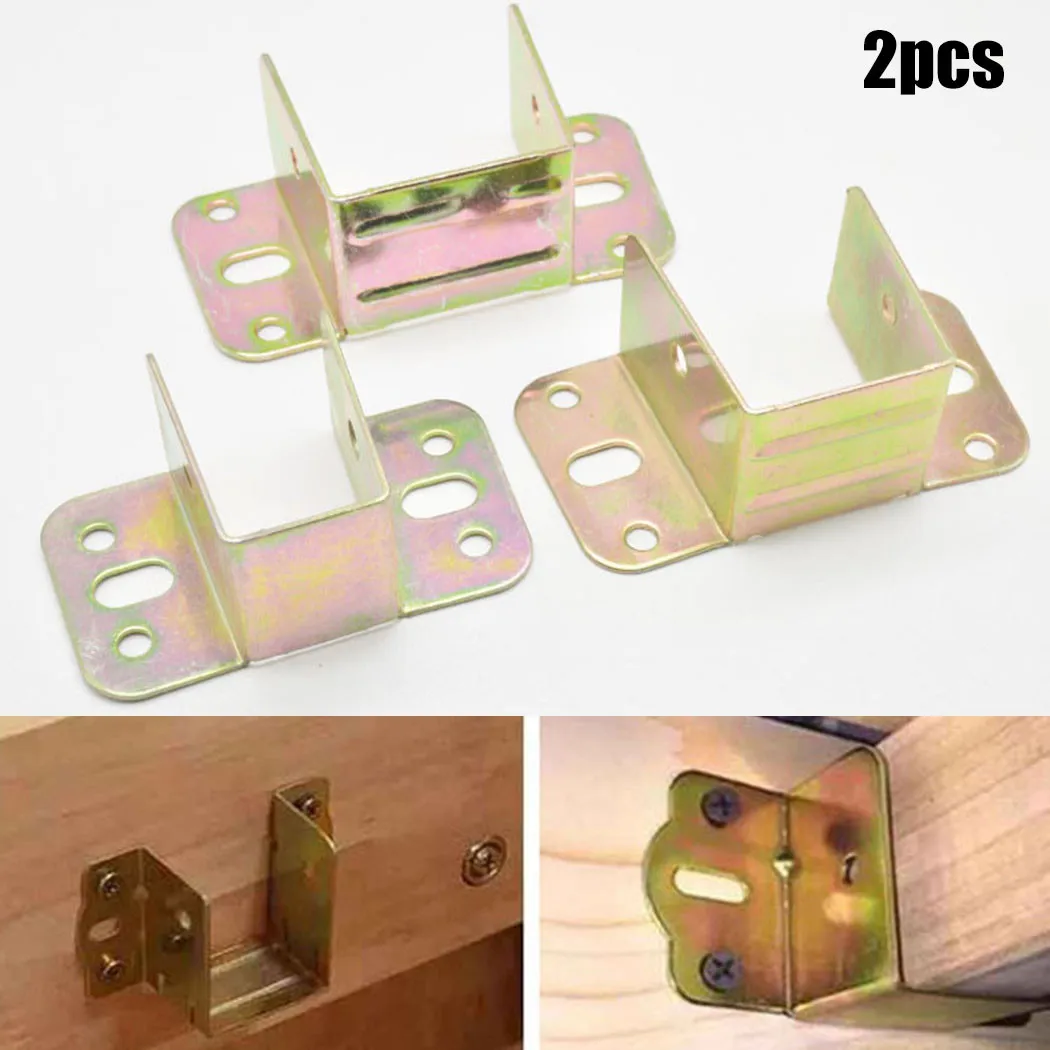 Furniture Rails Hardware - 2pcs U Shaped Metal Bed Bracket