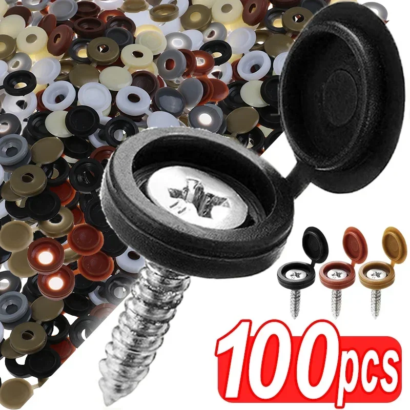 Furniture Hardware Fixing Screws - Hinged Plastic Screw Cap Cover Fold