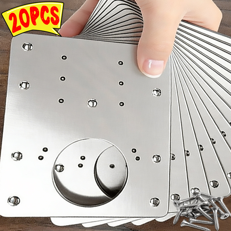 Furniture Hardware Fixing Screws - Square Cabinet Hinge Repair Plate Kit